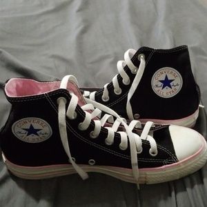 Black & Pink Converse Hight Tops